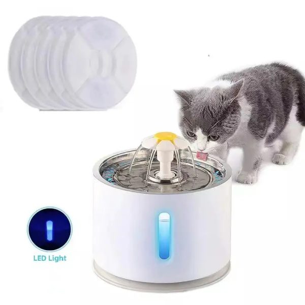 Automatic Cat Water Fountain Pet Dog Drinking Bowl With Infrared Motion Sensor Water Dispenser Feeder LED Lighting Power Adapter