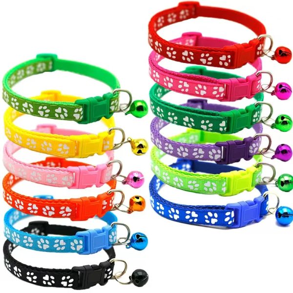 Good quality Multi-colors Safety Nylon Cat Dog Collar with Bell Adjustable Buckle