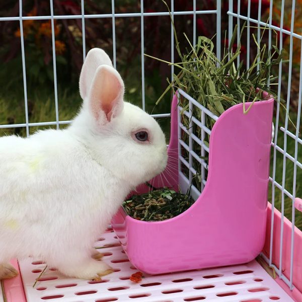 hot selling Rabbit Hay Feeder Two In One Grass Frame Hanging Pet Rabbit Hamster Bowl