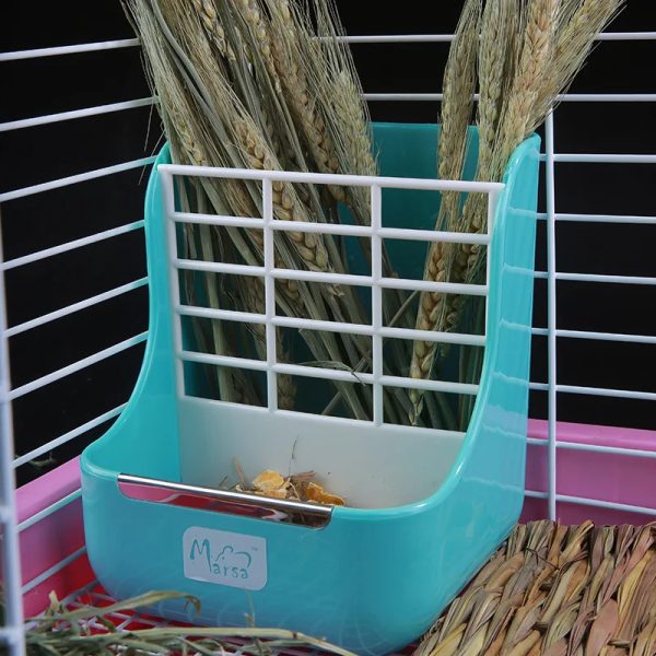 hot selling Rabbit Hay Feeder Two In One Grass Frame Hanging Pet Rabbit Hamster Bowl