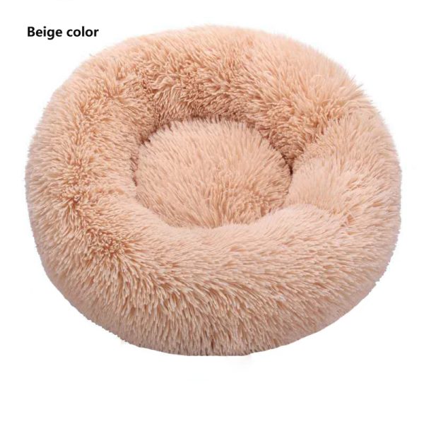 Hot selling Long Faux Fur Fabric Dog Bed Comfortable Donut round dog bed super soft washable pet cushion bed