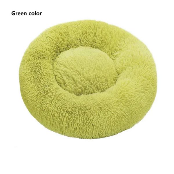 Hot selling Long Faux Fur Fabric Dog Bed Comfortable Donut round dog bed super soft washable pet cushion bed