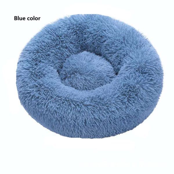 Hot selling Long Faux Fur Fabric Dog Bed Comfortable Donut round dog bed super soft washable pet cushion bed