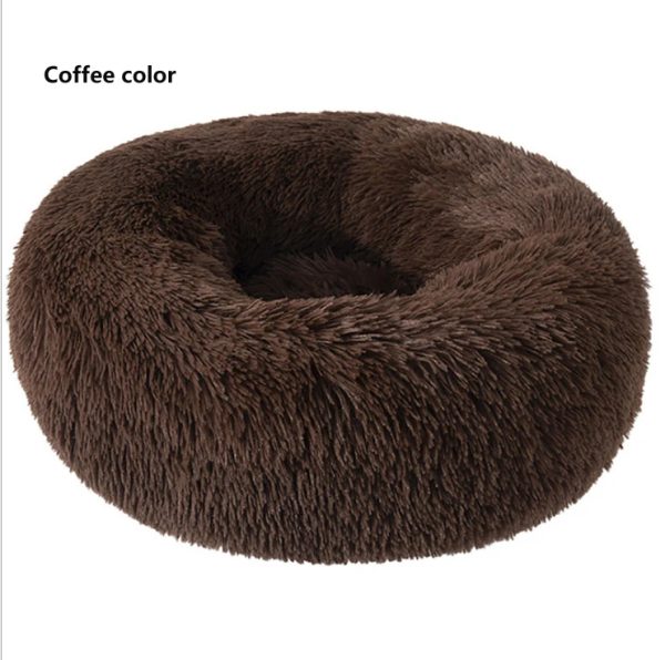 Hot selling Long Faux Fur Fabric Dog Bed Comfortable Donut round dog bed super soft washable pet cushion bed