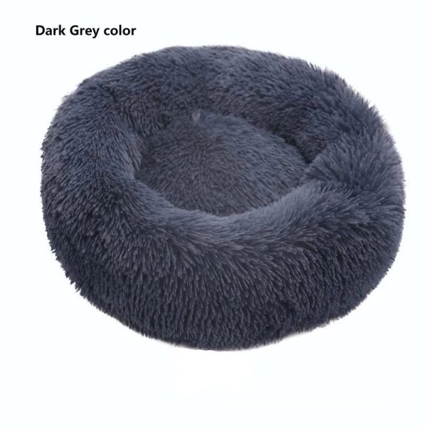 Hot selling Long Faux Fur Fabric Dog Bed Comfortable Donut round dog bed super soft washable pet cushion bed