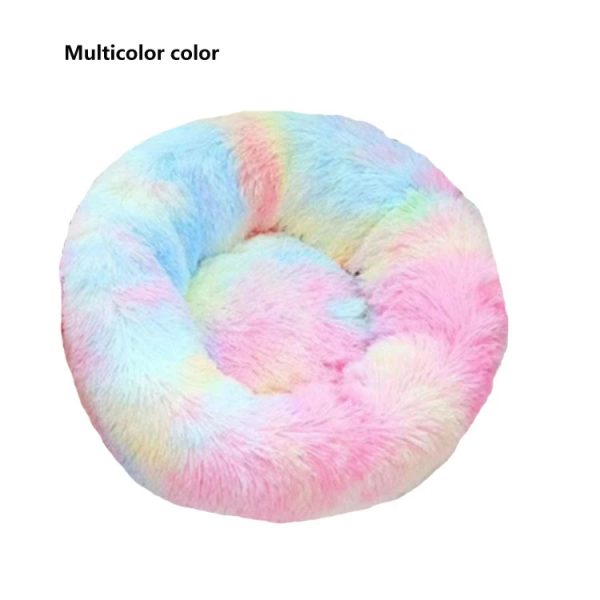 Hot selling Long Faux Fur Fabric Dog Bed Comfortable Donut round dog bed super soft washable pet cushion bed