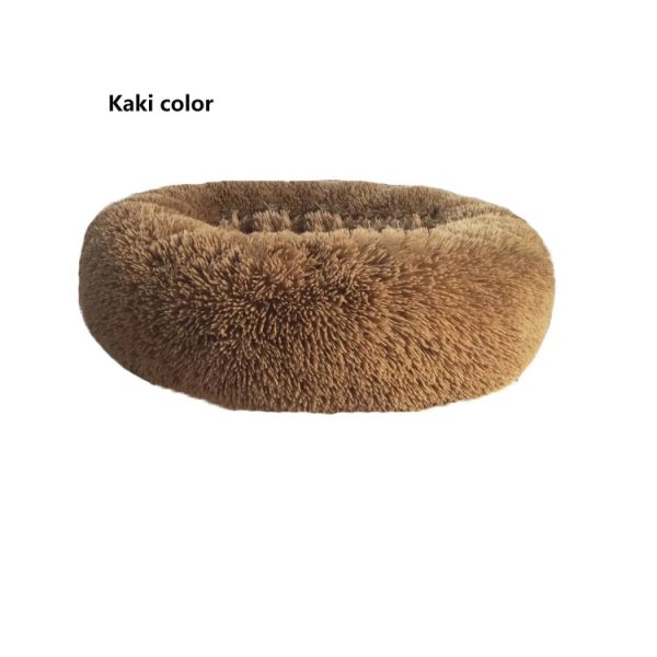 Hot selling Long Faux Fur Fabric Dog Bed Comfortable Donut round dog bed super soft washable pet cushion bed