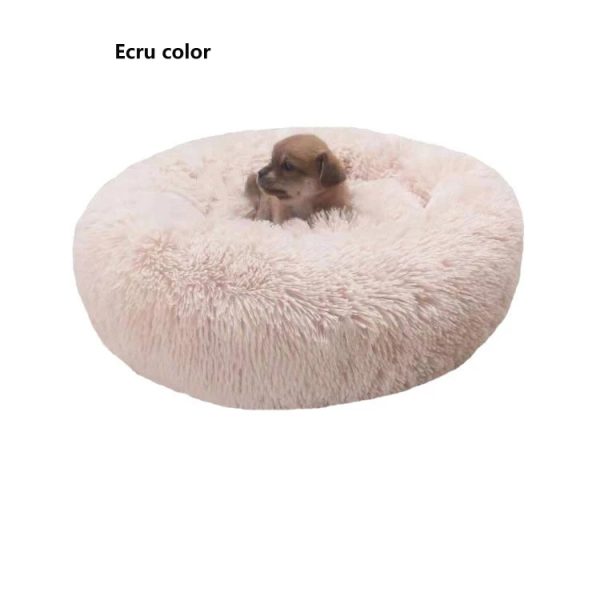 Hot selling Long Faux Fur Fabric Dog Bed Comfortable Donut round dog bed super soft washable pet cushion bed