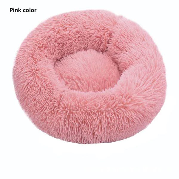 Hot selling Long Faux Fur Fabric Dog Bed Comfortable Donut round dog bed super soft washable pet cushion bed