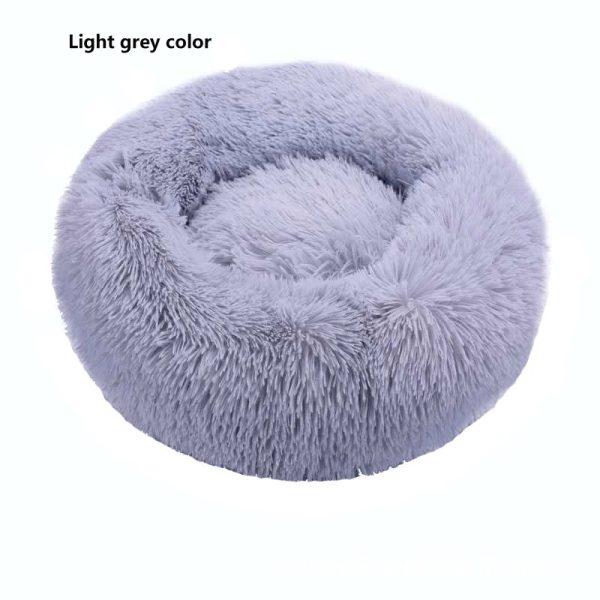 Hot selling Long Faux Fur Fabric Dog Bed Comfortable Donut round dog bed super soft washable pet cushion bed