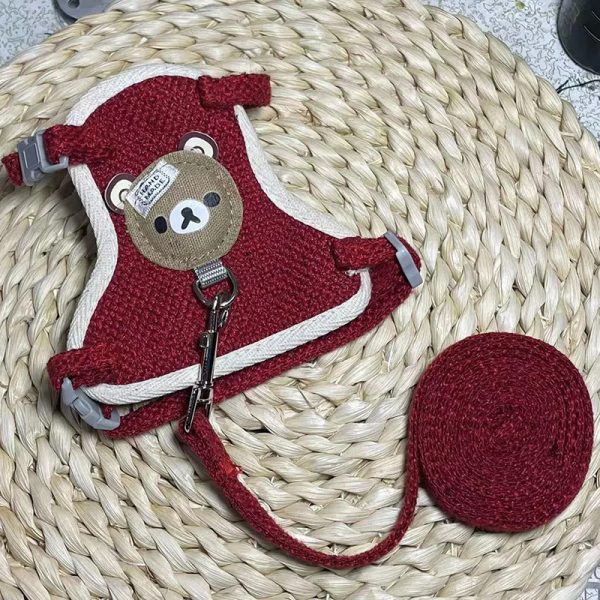 Dog leash vest Teddy Bear small dog chest strap cat walk rabbit leash pet supplies