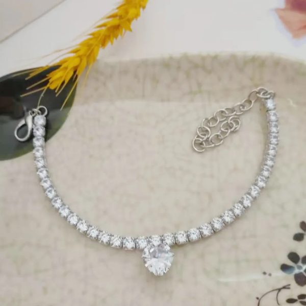 Light luxury zircon heart-shaped cat and dog necklace pet necklace cat and dog supplies