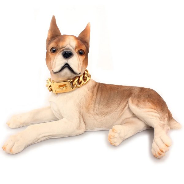 Gold Chain Dog Collar Heavy Duty Stainless Steel Cuban Link Dog Collar Chain