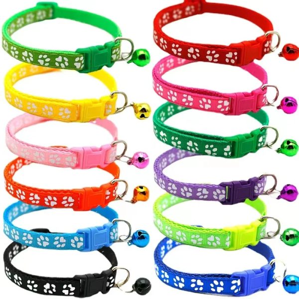 Good quality Multi-colors Safety Nylon Cat Dog Collar with Bell Adjustable Buckle