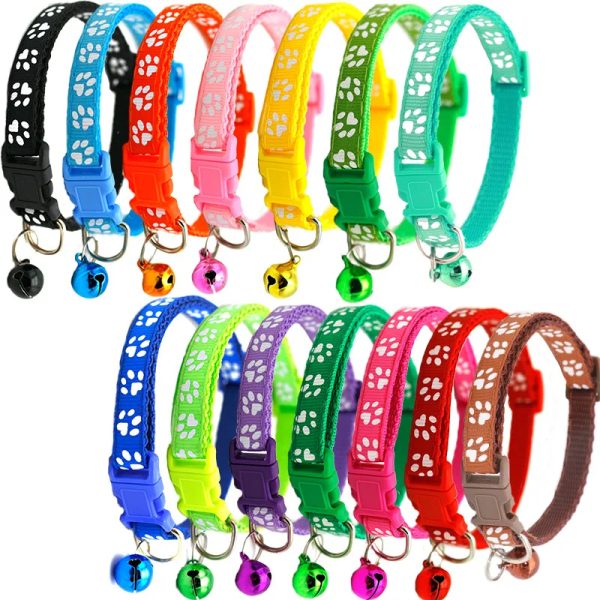 Good quality Multi-colors Safety Nylon Cat Dog Collar with Bell Adjustable Buckle