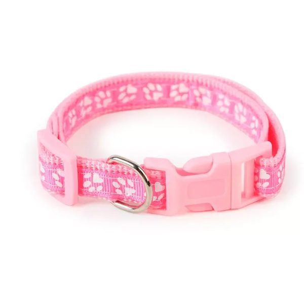 Manufacturer wholesale multi-colors paw print adjustable nylon cat dog collar with bell