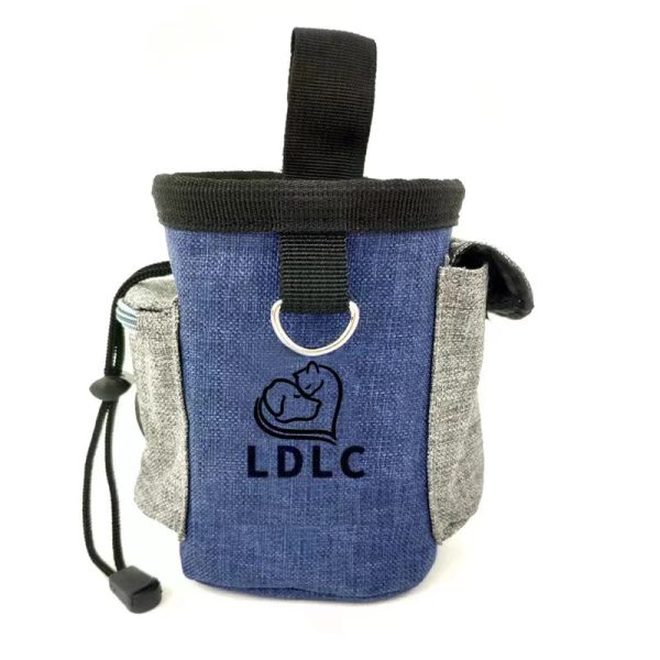 Custom logo luxury durable personalised waterproof waxed canvas pet walking snack dog treat bag training pouch with waist belt