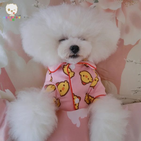 New 4 Seasons Pet Pajamas Cotton dog pajamas cartoon strawberry chicken cat clothes