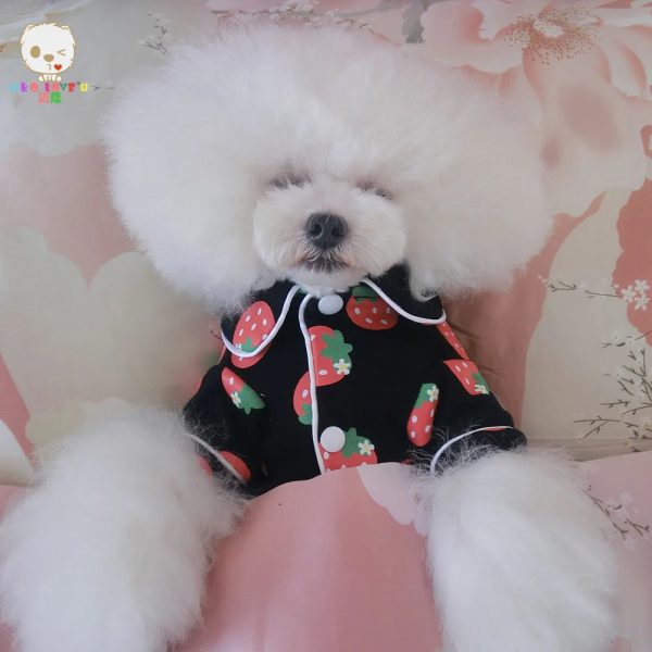 New 4 Seasons Pet Pajamas Cotton dog pajamas cartoon strawberry chicken cat clothes