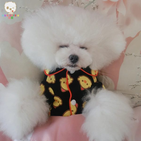 New 4 Seasons Pet Pajamas Cotton dog pajamas cartoon strawberry chicken cat clothes