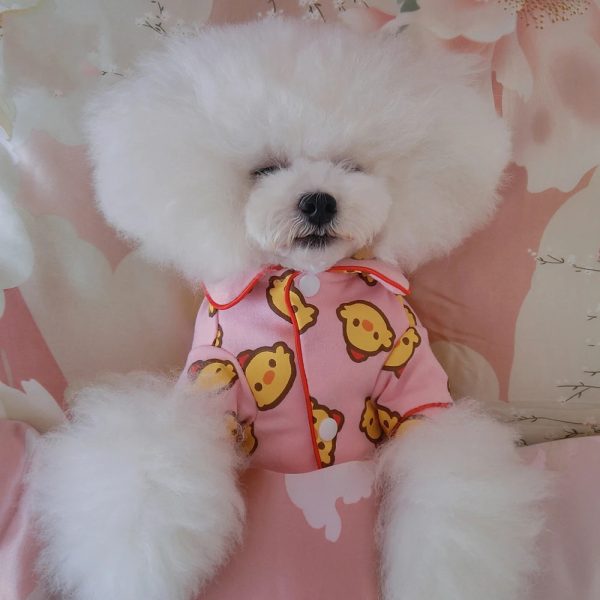 New 4 Seasons Pet Pajamas Cotton dog pajamas cartoon strawberry chicken cat clothes