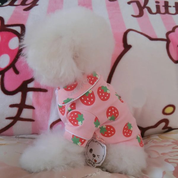 New 4 Seasons Pet Pajamas Cotton dog pajamas cartoon strawberry chicken cat clothes