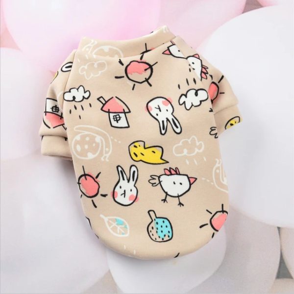 Cute Print Small Dog Hoodie Coat Winter Warm Pet Clothes for Chihuahua Shih Tzu Sweatshirt Puppy Cat Pullover Dogs Pets Clothing