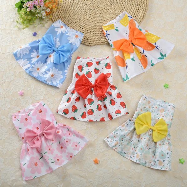 Pet Clothes Puppy Princess Girl Dog Dress Floral Vest Clothes for Spring And Summer