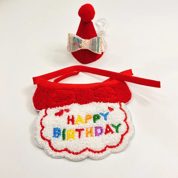 Pet birthday hat cat scarf collar dog drool towel