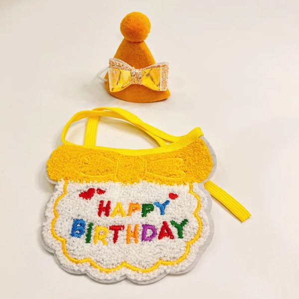 Pet birthday hat cat scarf collar dog drool towel