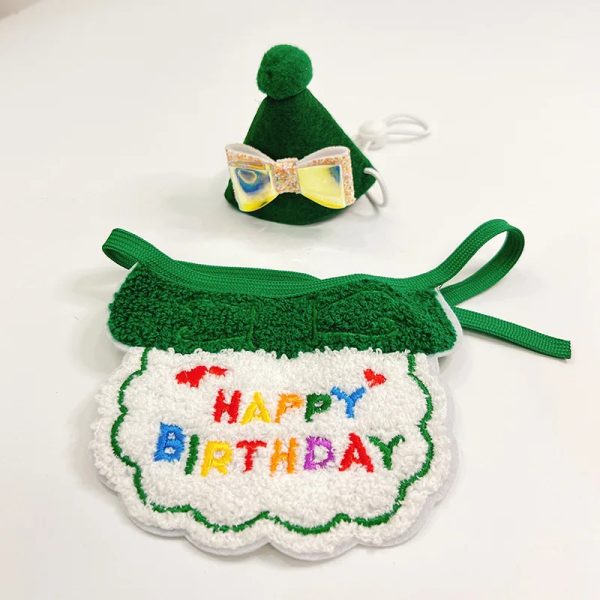 Pet birthday hat cat scarf collar dog drool towel